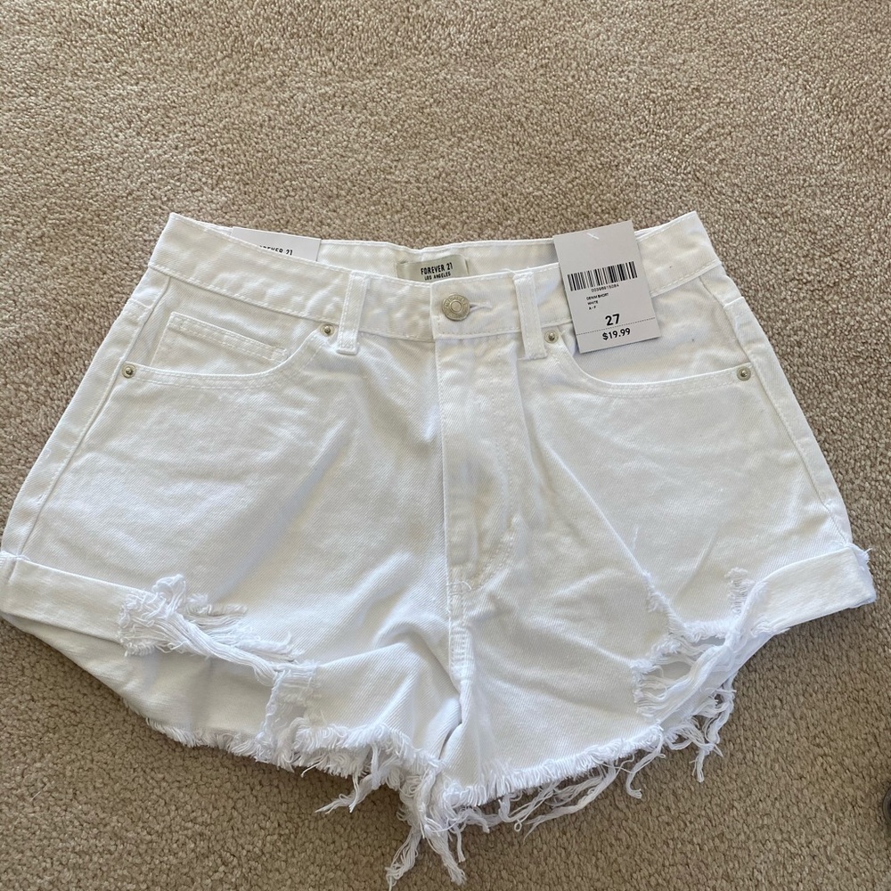 NWT Forever 21 White Jean Shorts